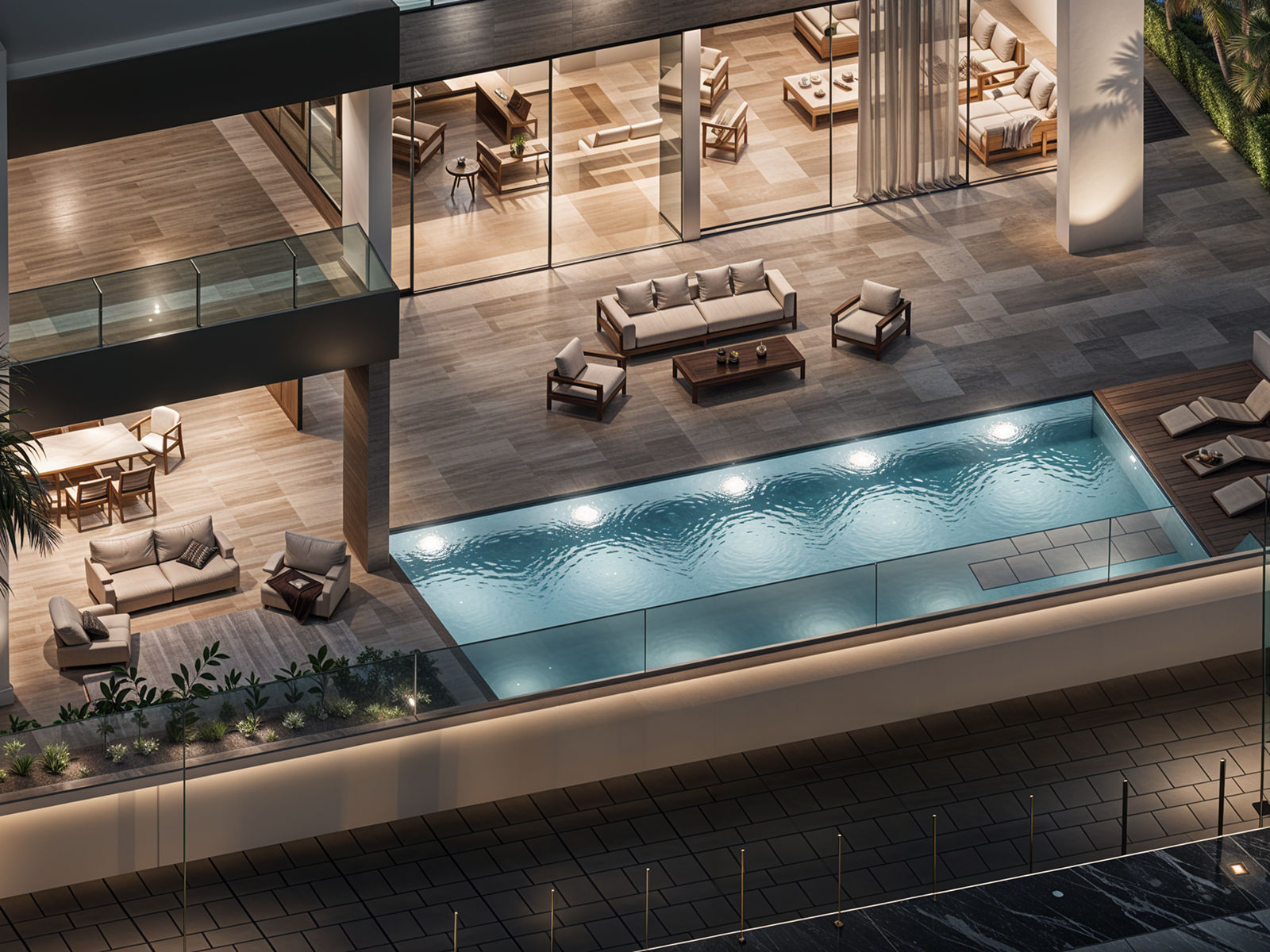 Aerial view of pool and terrace